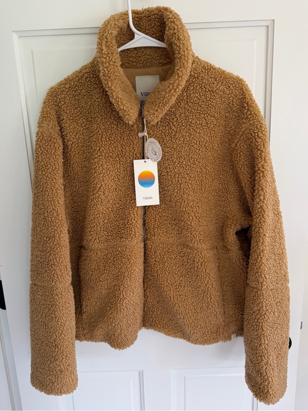 NWT Vuori Lou Full Zip Sherpa Jacket Butterscotch Brown Size M